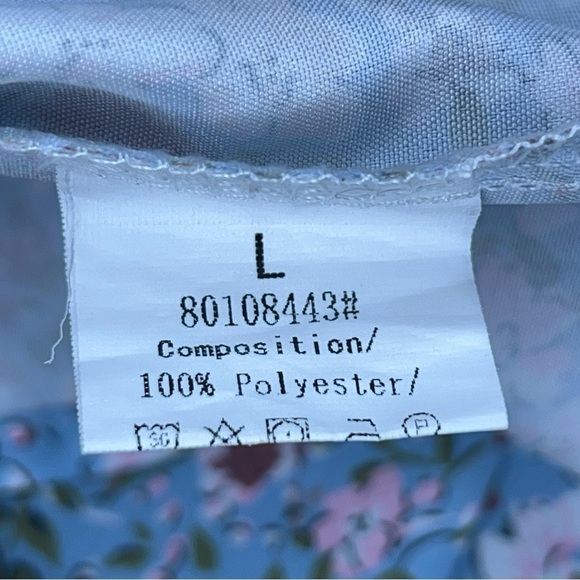 LARGE BLUE RUFFLE SLEEVE BLOUSE TOP LIGHTWEIGHT PASTEL SHORT SLEEVE - Picture 8 of 9